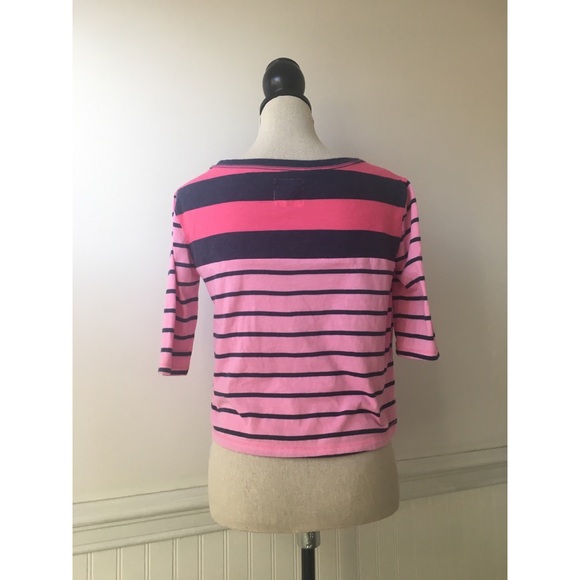 Pink and Navy Striped Crop Top - Picture 4 of 8